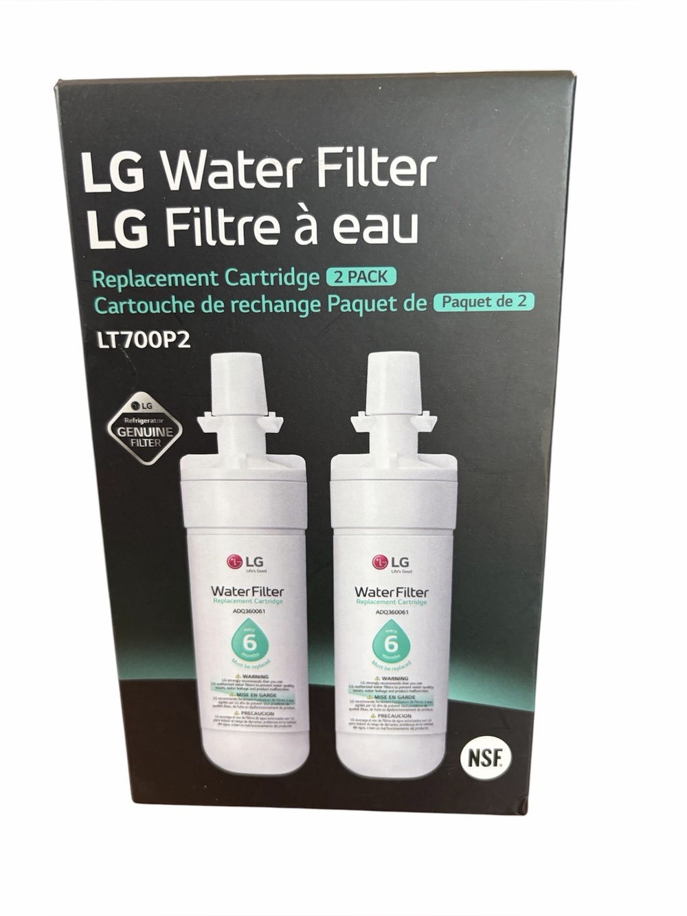 LG LT700P2 Refrigerator Water Filter 6-Month 200 Gal Replacement 2-Pack New